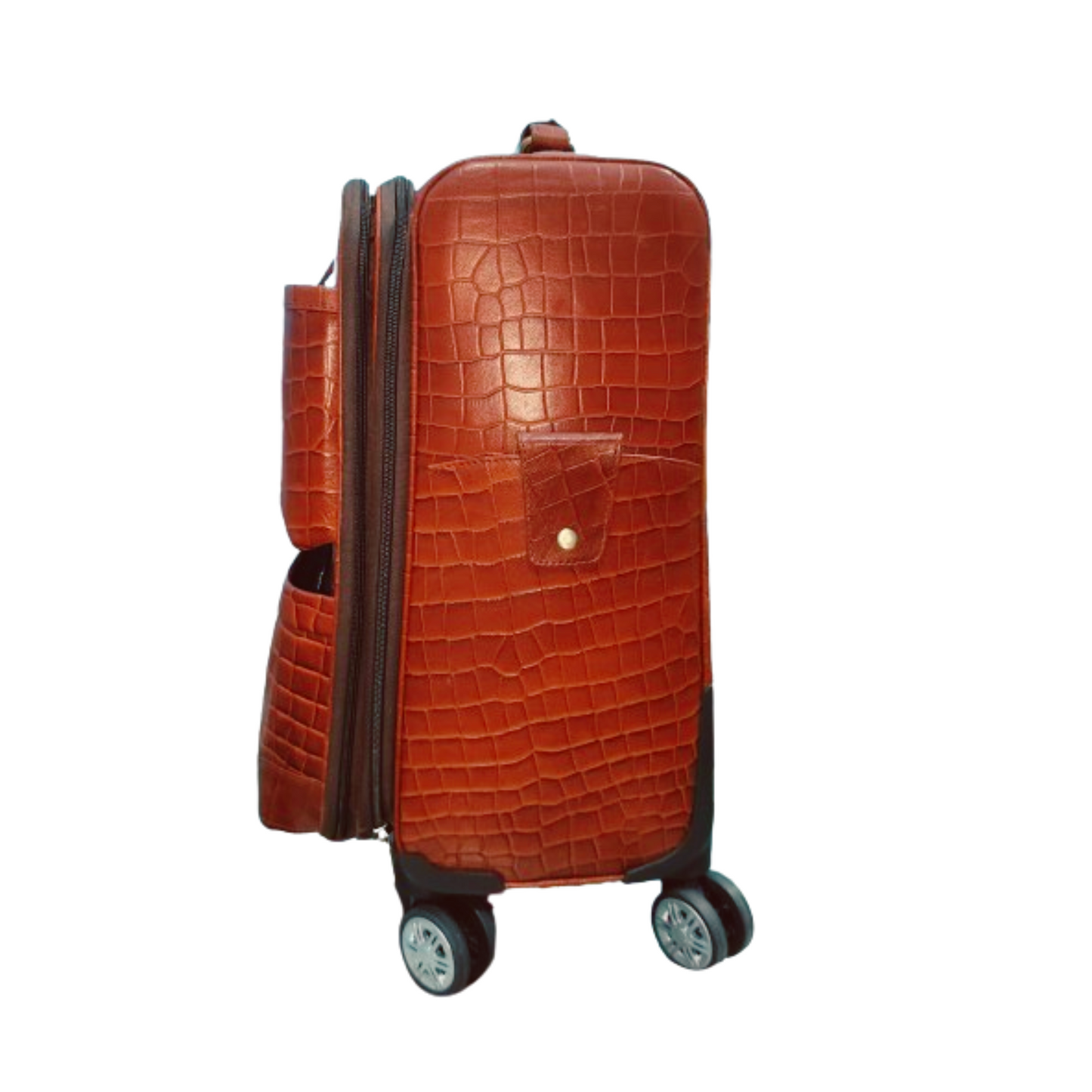 Dark Cherry Crocodile Texture Leather Trolley Bag