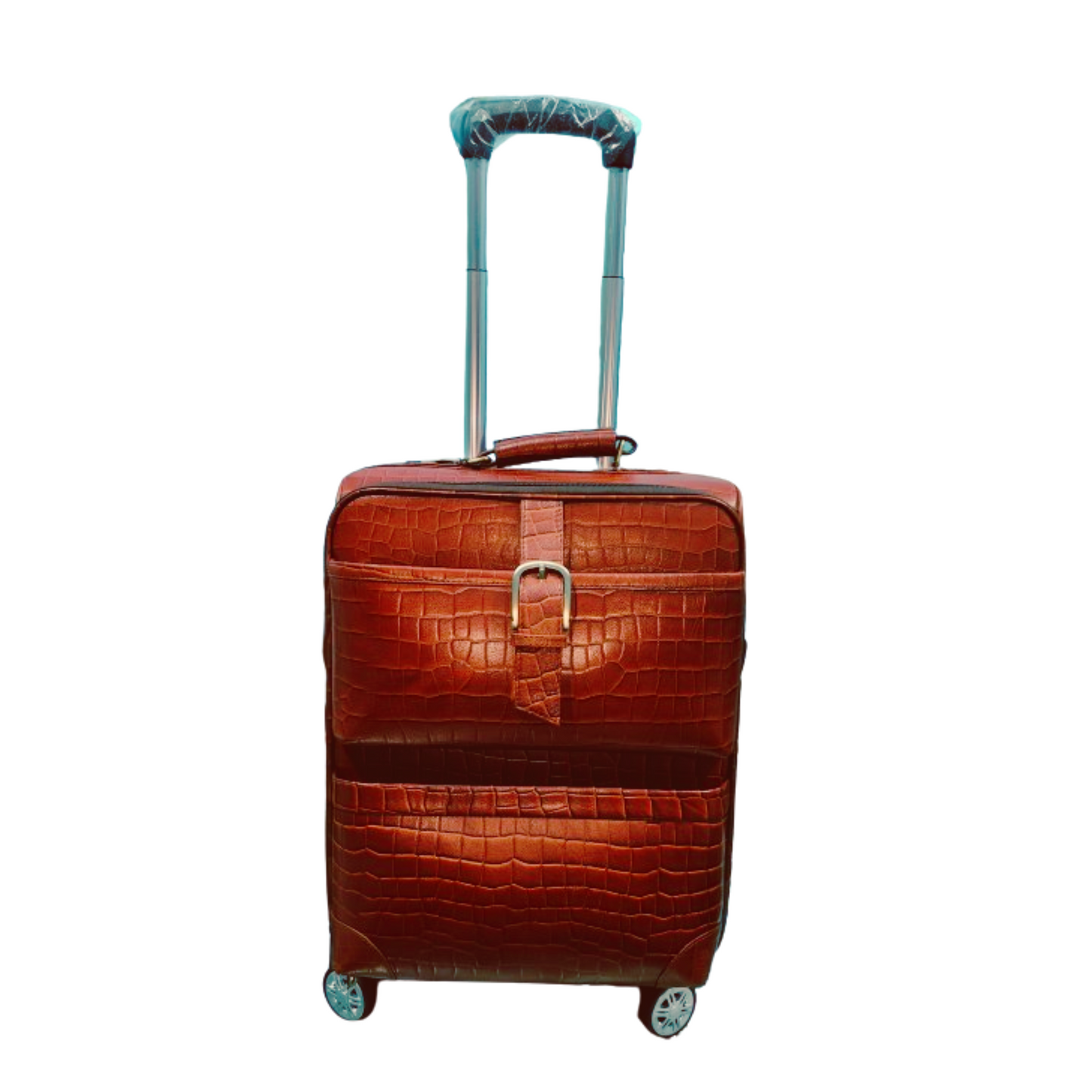 Dark Cherry Crocodile Texture Leather Trolley Bag