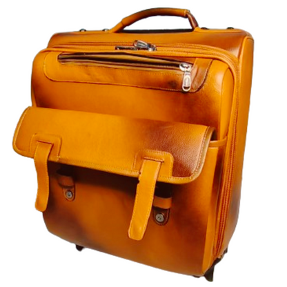 Premium Tan Leather Trolley Bag