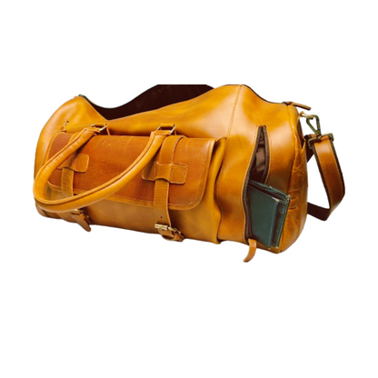 Tan Leather Duffel Bag